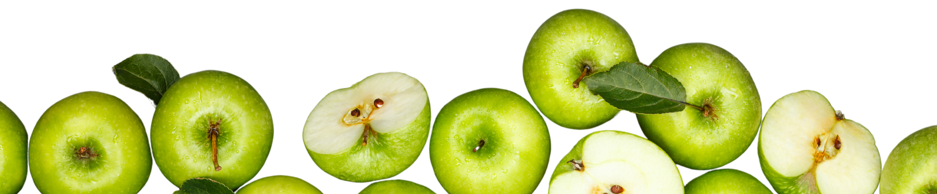 A banner of fresh green apples